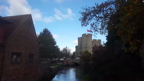 time lapse of the westgate towers as seen from the river stour