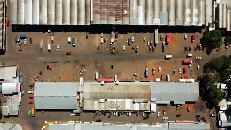 overhead shot of mercado de abasto market, home supplies, fruits, vegetables and cleaning items