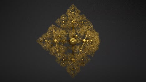 shiny gold metal kinetic sculpture of mathematical fractal rotates - 4k seamless loop motion background animation