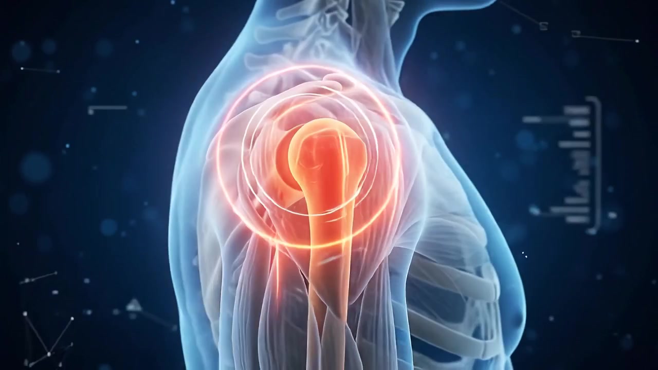Animación médica de la anatomía y el movimiento de la articulación del hombro humano