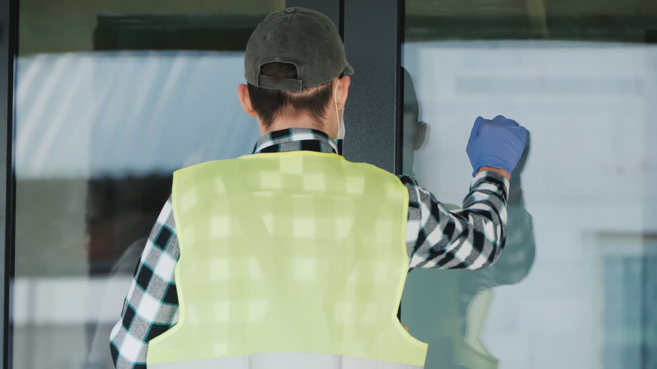 격리 기간 동안 주문한 음식을 집으로 받는 여성