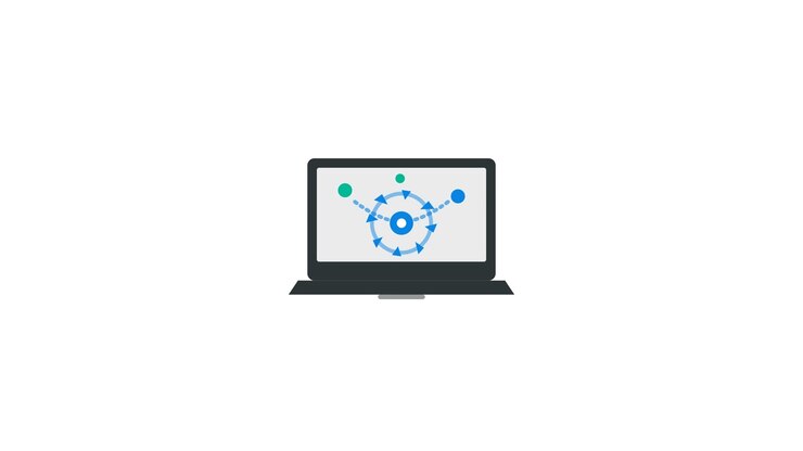 Animated Laptop Screen Displaying Network Connectivity Concept