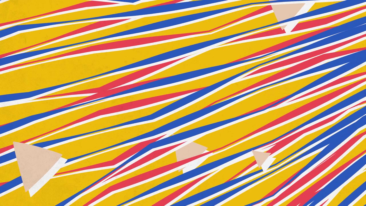 Colorful Abstract Animation with Moving Diagonal Stripes and Geometric Shapes