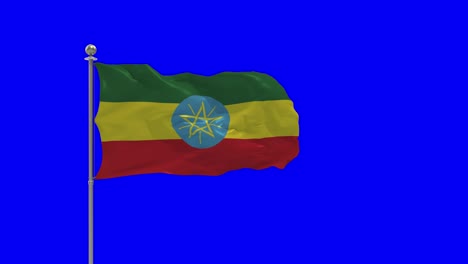 ethiopia 3d illustration of the waving flag on a pole with chroma