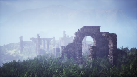 misty ancient ruins