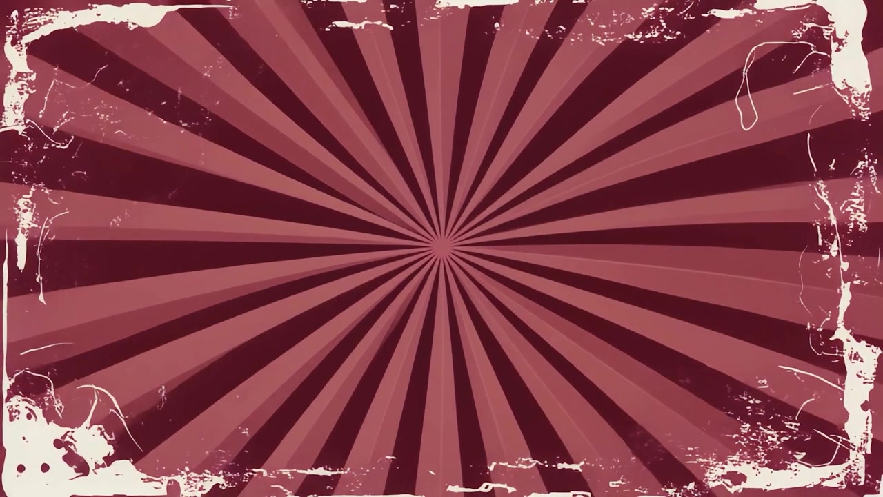 Animated Distressed Sunburst Background with Vintage Grunge Frame
