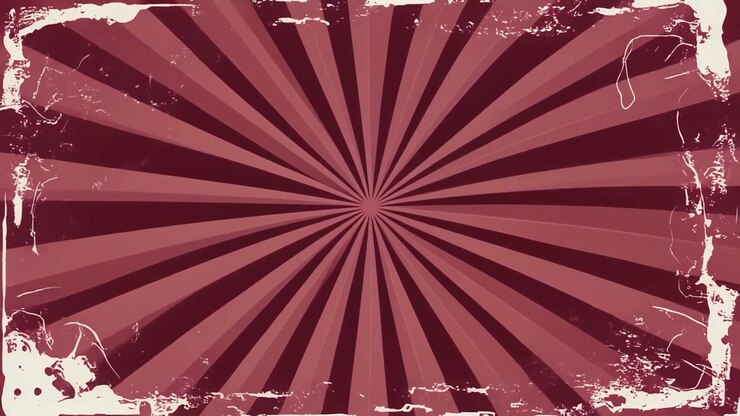 Animated Distressed Sunburst Background with Vintage Grunge Frame
