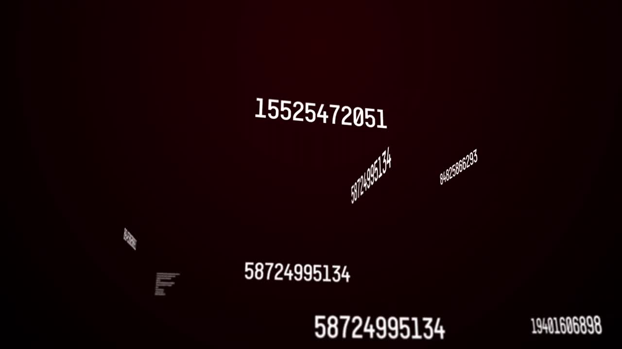 animación de números blancos cambiando y procesamiento de datos sobre fondo marrón