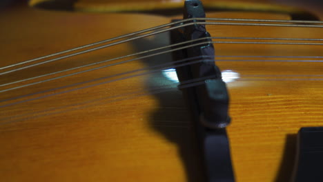 passing over a mandolin strings and fretboard