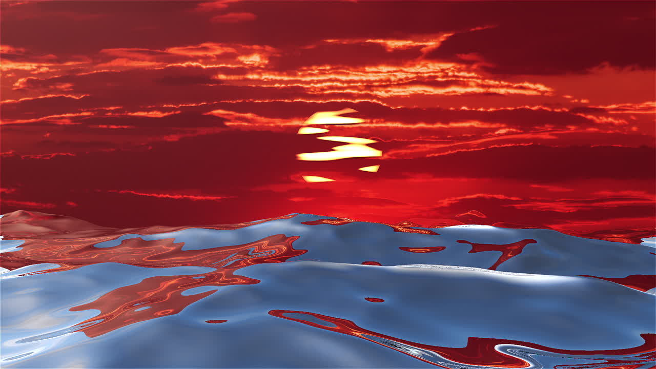 Ocean sunset animation loop. Deep ocean animation digital art no end of the loop.