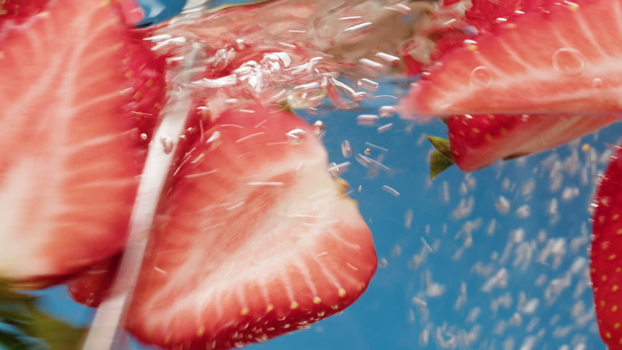 Fresh Strawberries Underwater Splash