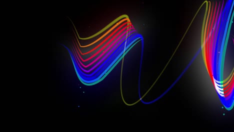 multi-colored neon lines of ribbon fly in the air, smoothly oscillation and wave. lines color changes cyclically form running lights. 3d abstract looped 4k background, luma matte as alpha channel