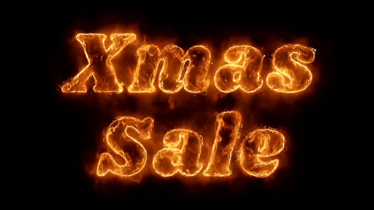 xmas sale word: 뜨거운 애니메이션 불타는 현실적인 불 불꽃 루프