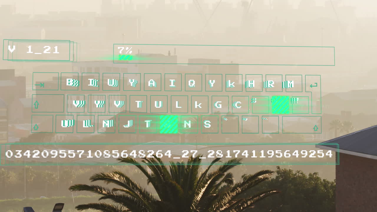 animación del procesamiento de datos sobre el paisaje urbano