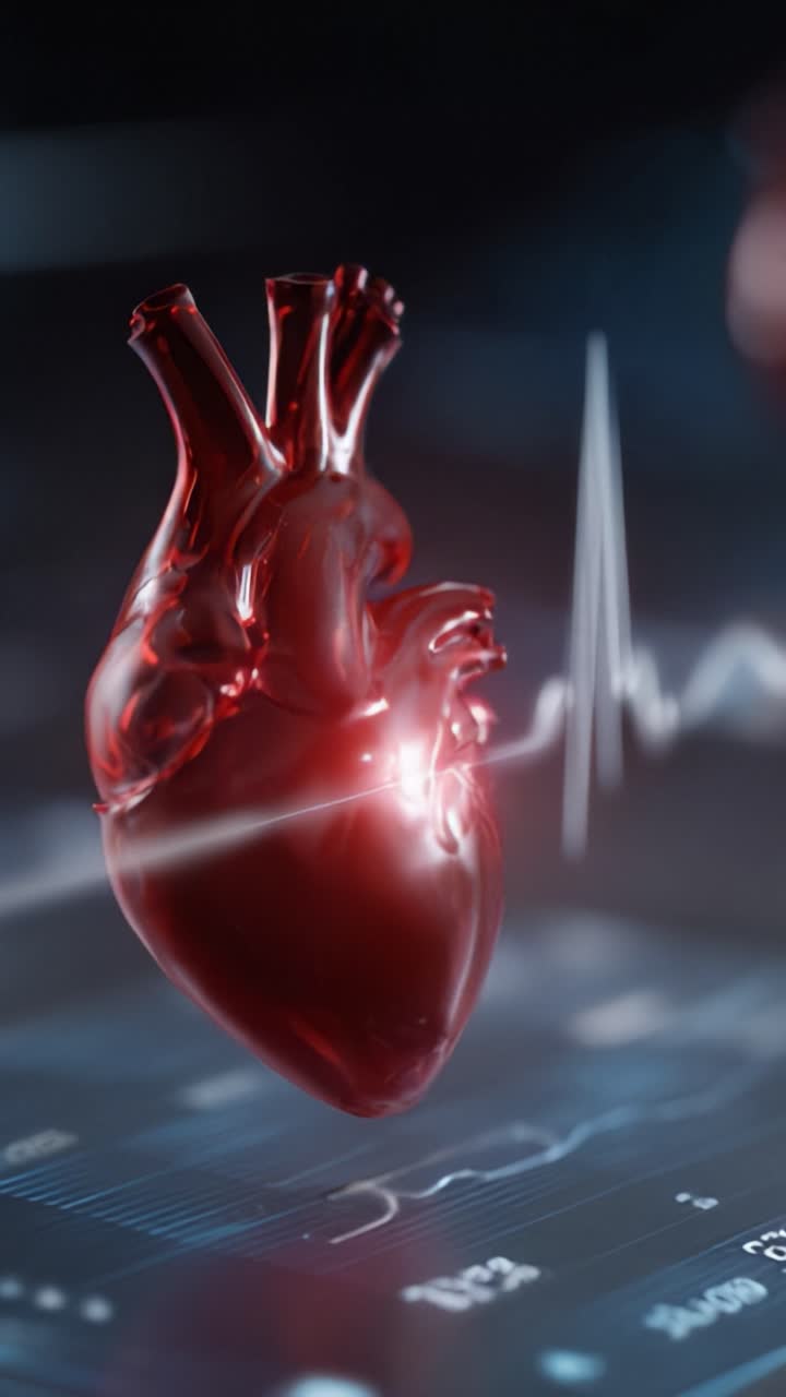 A Stunning Visualization of the Human Heart with Realistic Detailing and Vital Signs, Showcasing the Central Role of the Heart in Human Anatomy and Functionality