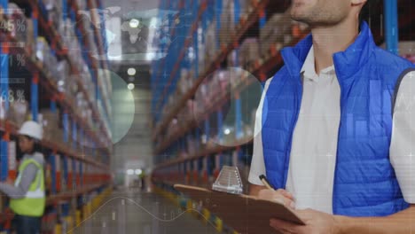 animación del procesamiento de datos sobre las personas que trabajan en el almacén