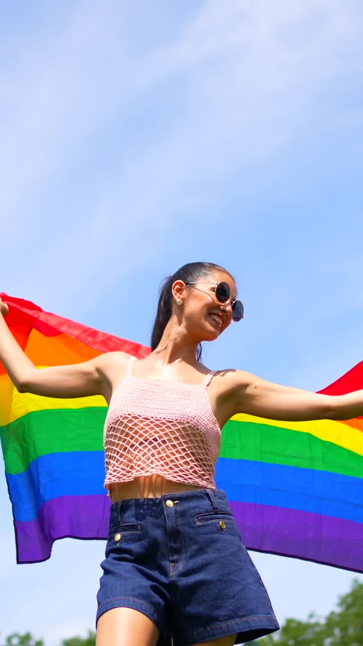 Woman with Rainbow Flag