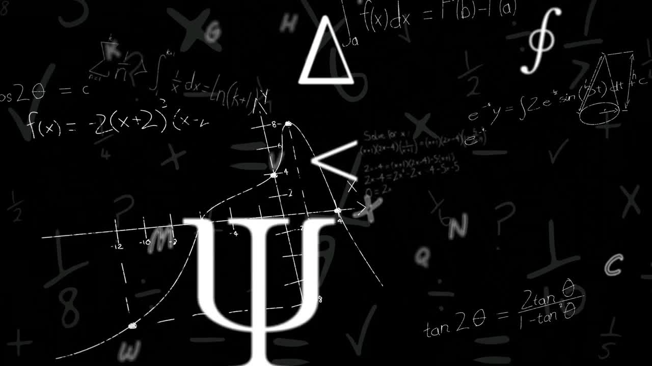 анимация движущихся математических формул на темном фоне