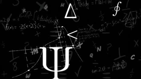 Animation-of-moving-mathematical-formulas-on-dark-background