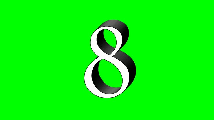 Animazione numero otto 8 su green screen