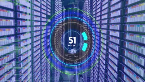 animation of processing circle with increasing numbers over servers