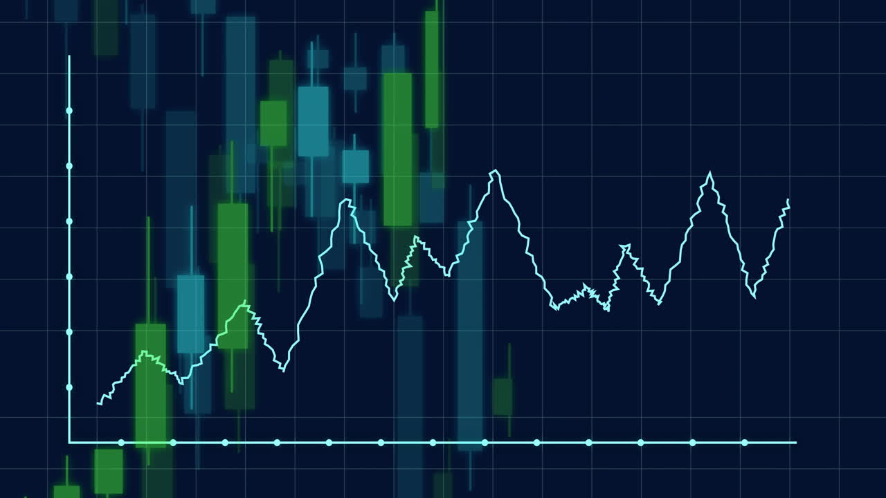 animación de las estadísticas y el procesamiento de datos financieros sobre un fondo oscuro