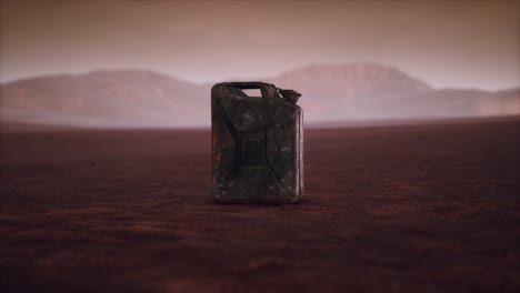 old rusty fuel canister in the desert