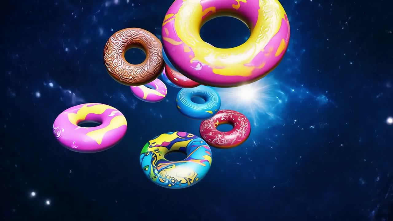 rosquillas coloridas flotando en el espacio