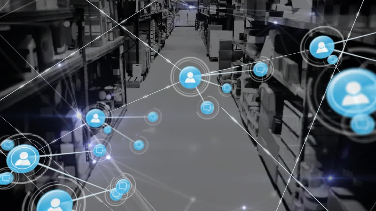 Video digitale illustra una vasta rete di connessioni e interfacce globali