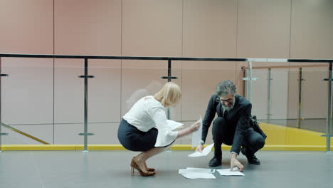 business people in modern office building