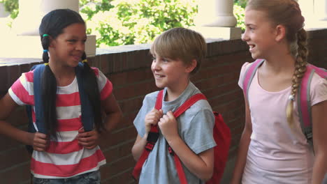 Happy-pupils-chatting-together-in-a-hall