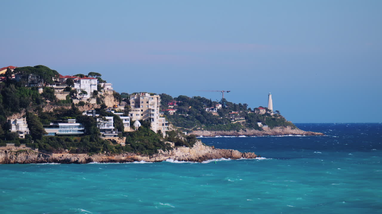 View of the buildings on the coast of Nice, France in daylight