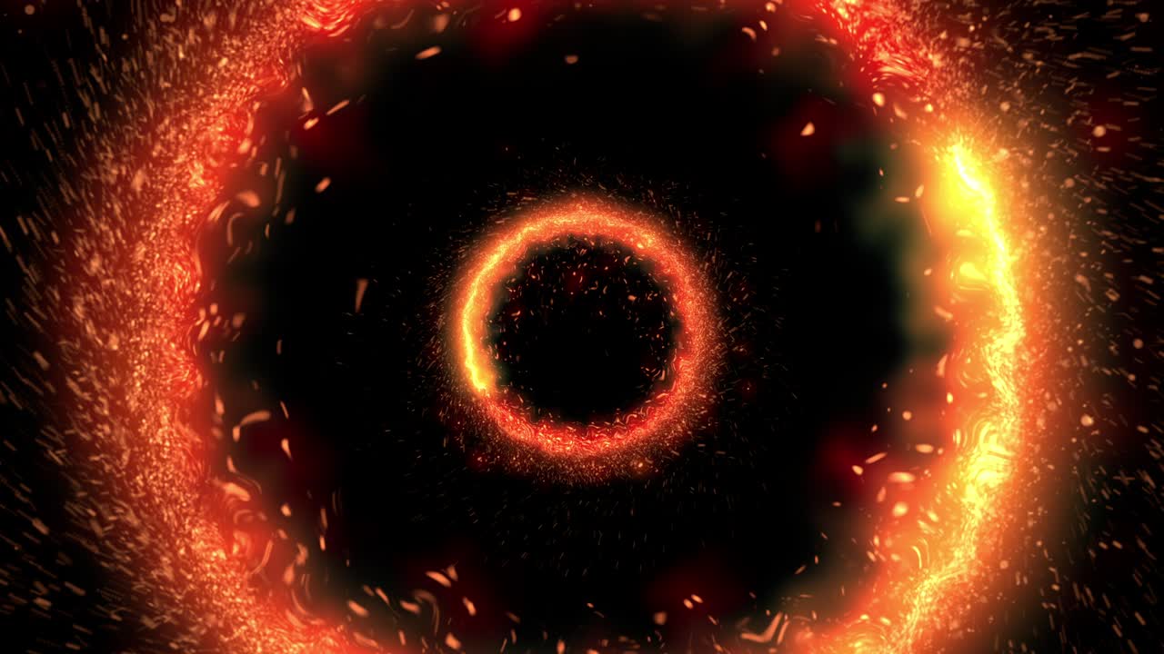 efecto de movimiento en espiral del círculo de chispas de partículas