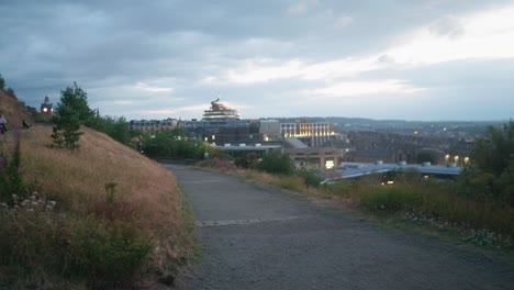 calton hill view edinburgh sunset time light cityscape scotland