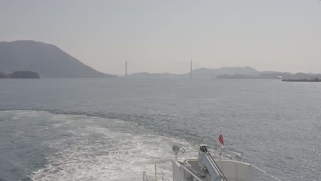 Inland-Sea-of-Japan,-Tatara-Bridge-in-Background-of-Hiroshima-Prefecture