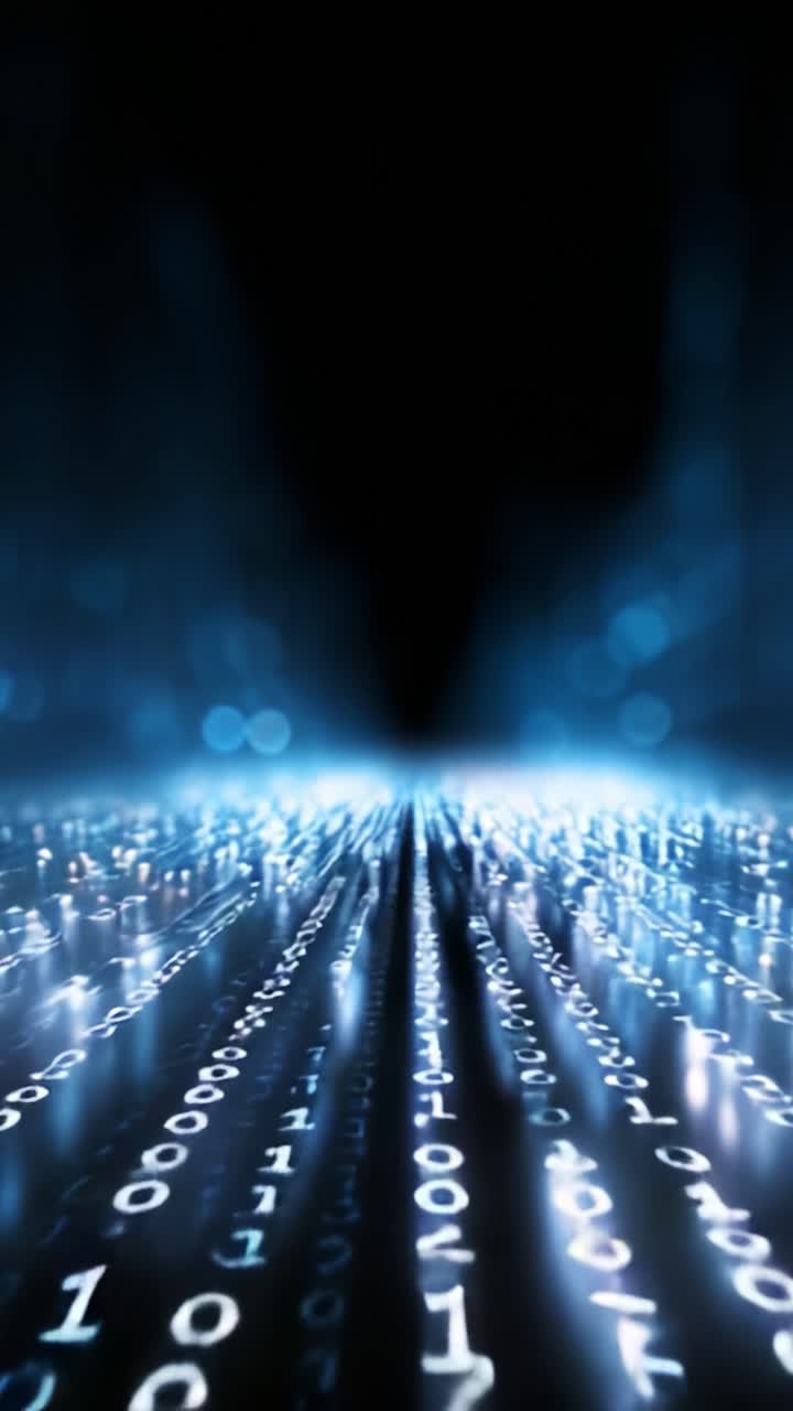 A Seamless Journey Through Digital Data Streams with Binary Code Representing Information Flow in a Futuristic Setting Evoking Modern Technology and Connectivity