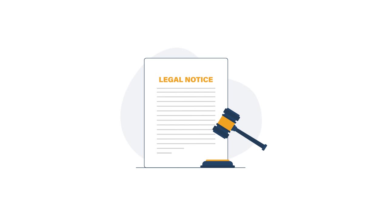 Animated Legal Notice Document with Gavel Striking