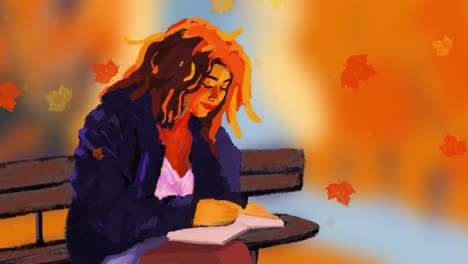 lectura de otoño, animación en 2d