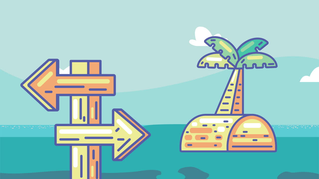 Tropical Island Direction Sign