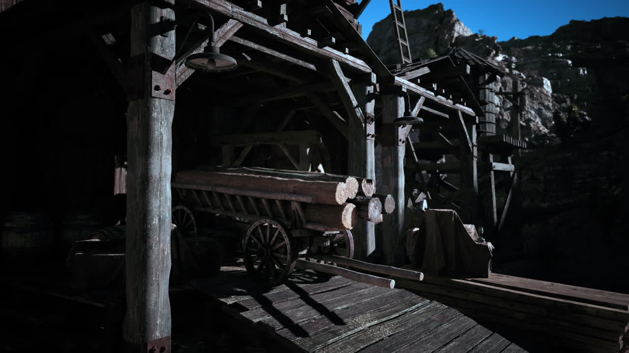 vieja escena del molino de madera occidental