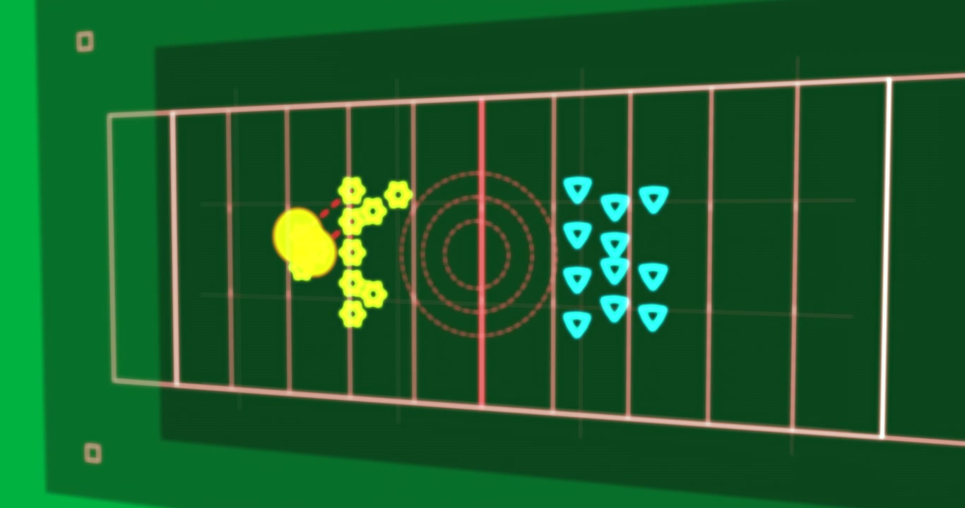 Red UI starting grid rings on transparent bg forming yellow or cyan L or R, marking red target for r