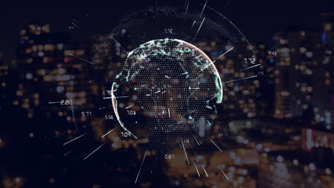animated globe against city at night