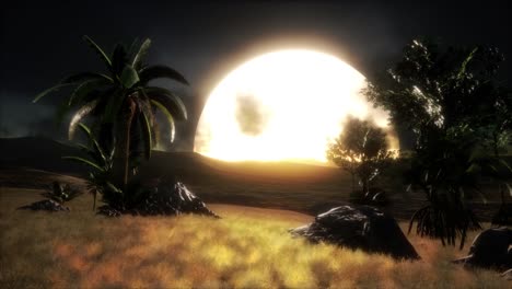 puesta de sol en las dunas de arena