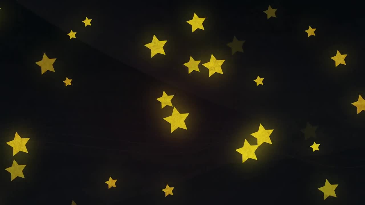 Animation of yellow stars falling over black background