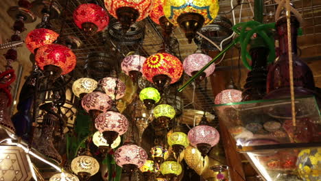 colorful turkish lamps and hookahs