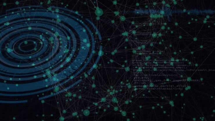 Animation of network of connections with scope scanning
