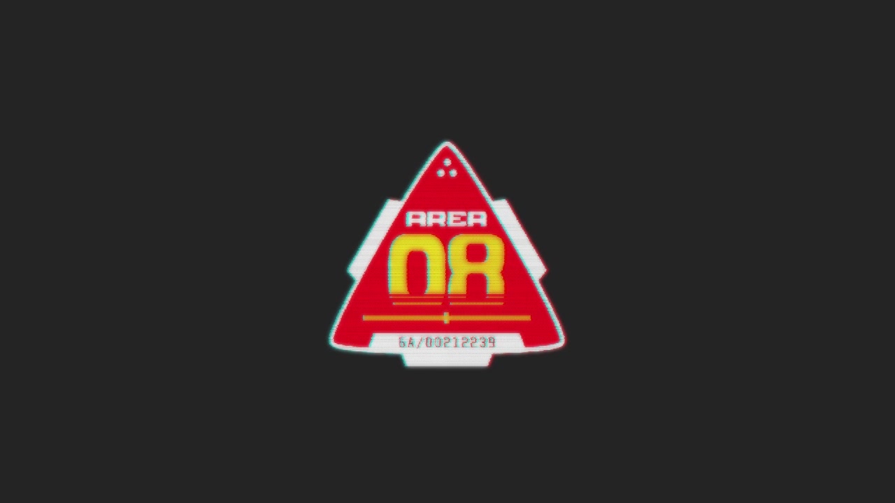 Animated Digital Warning Sign for Area 08 with Glitch Effect