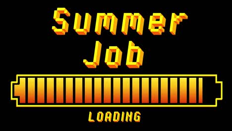 texto de trabajo de verano con carga, descarga, carga indicador de barra.