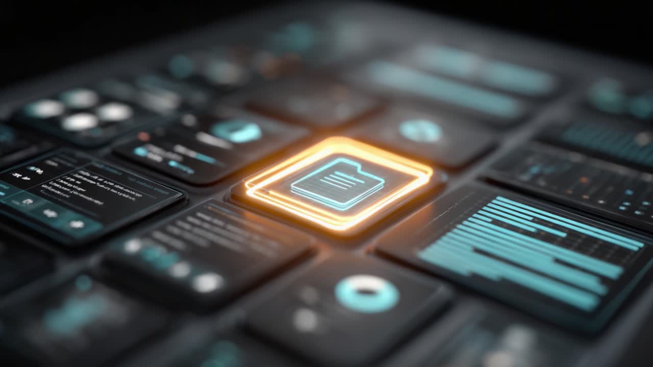 Exploration d'une interface numérique avec des widgets dynamiques et des visualisations de données interactives, soulignant les outils de gestion de fichiers et d'analyse.