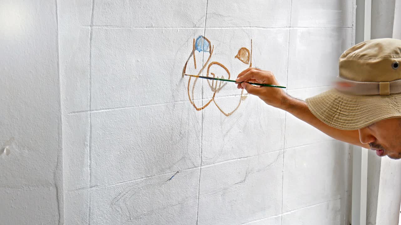 pintura de color acrílico de beagle en la pared